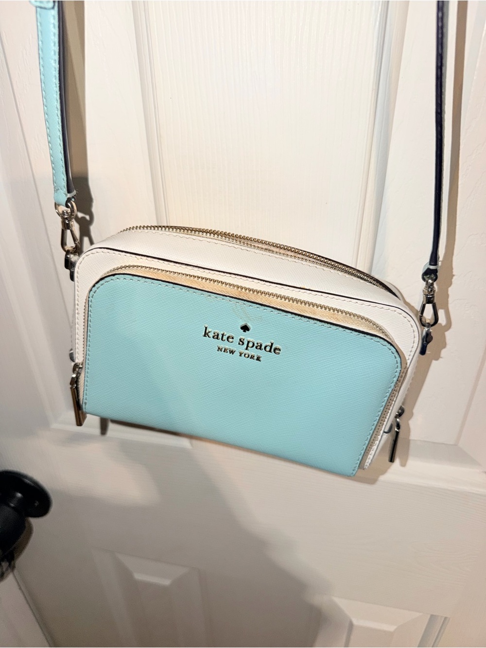 kate spade Light Blue and White Two-Tone Crossbody Bag